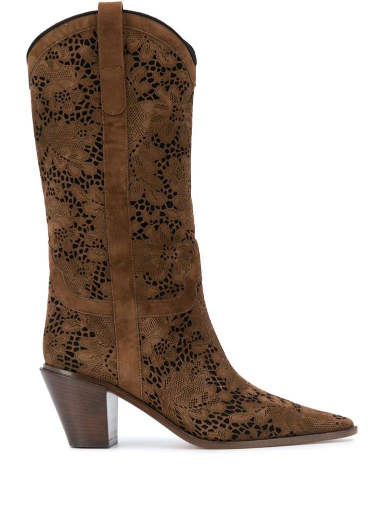 floral lace Texas boots