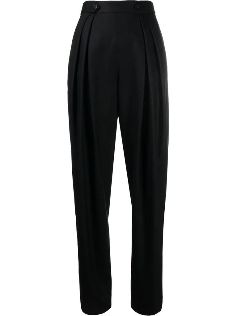 pleat-front high rise trousers