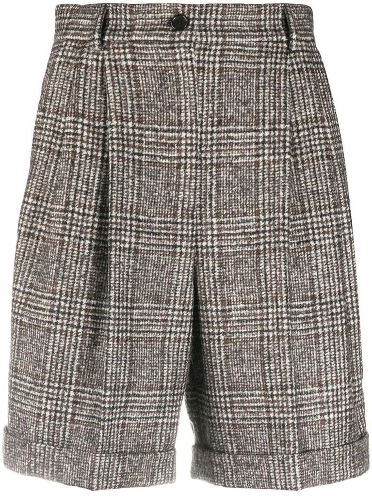 check pattern knitted shorts