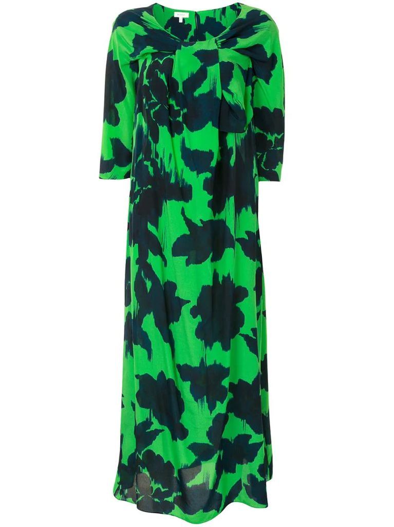 abstract-print silk dress