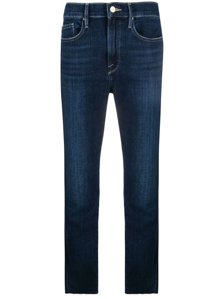 mid-rise straight leg jeans