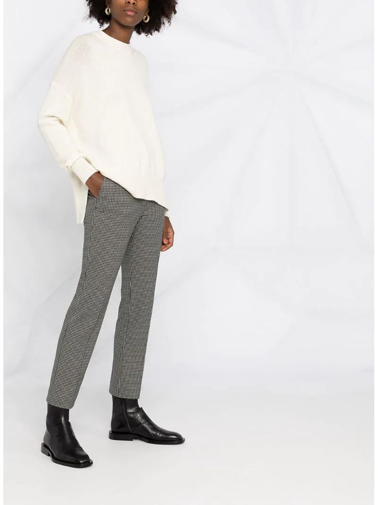 check print tapered trousers