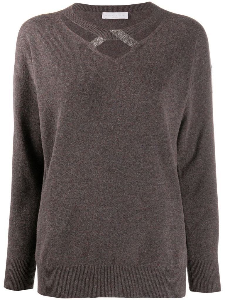 cut-out cashmere-blend jumper