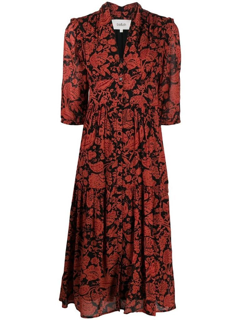 Aline floral-print dress
