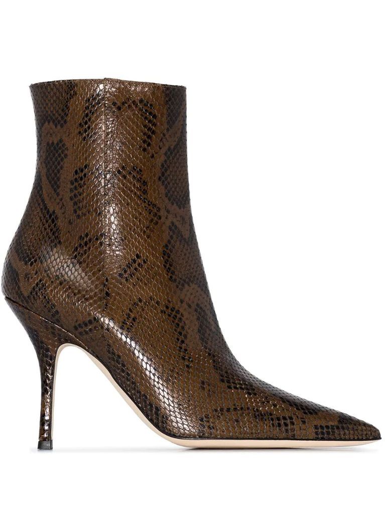 Mama snakeskin-effect 95mm ankle boots