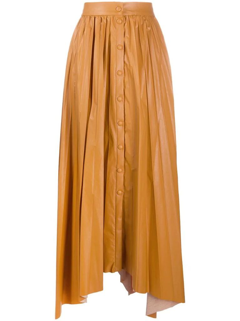 asymmetric-hem pleated skirt
