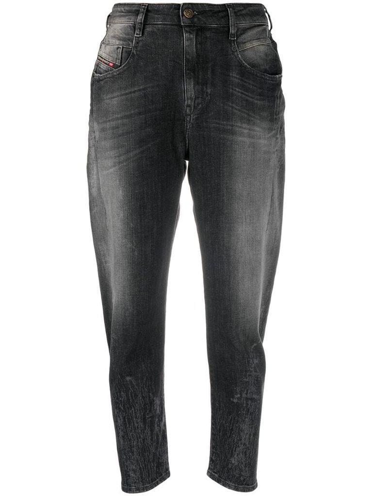 washed skinny-fit denim jeans