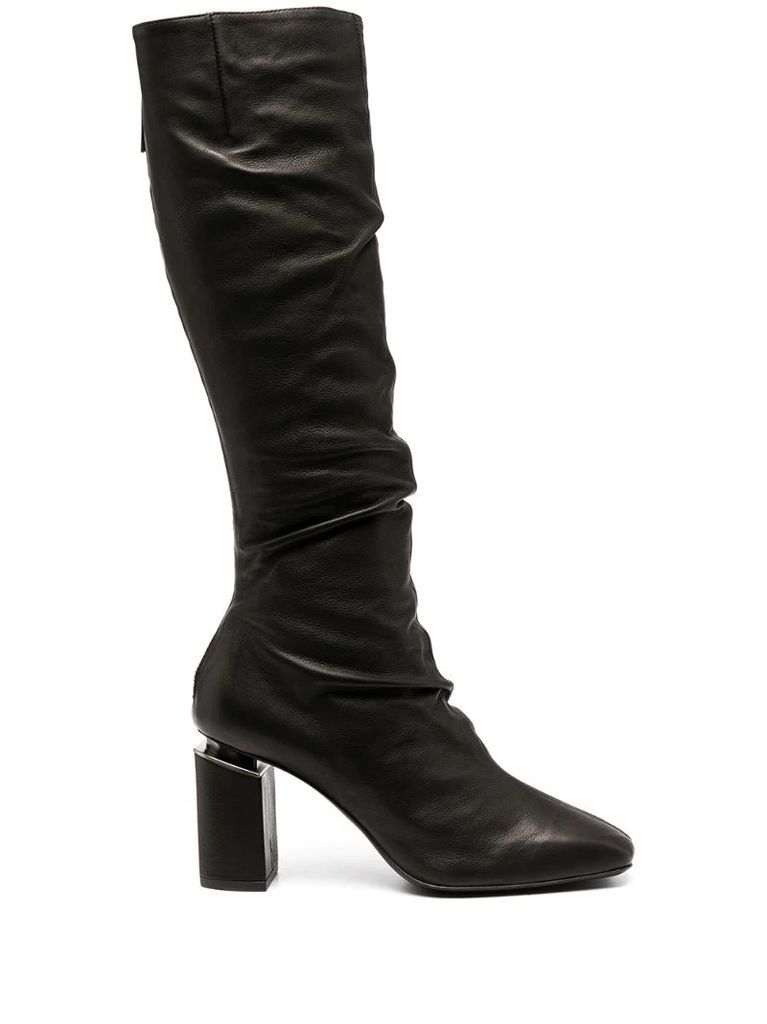 ruched mid-calf boots