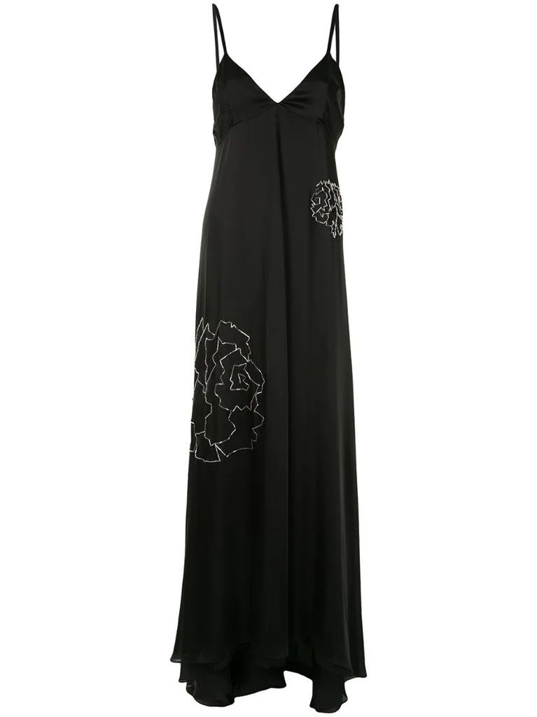 bead embroidered silk gown