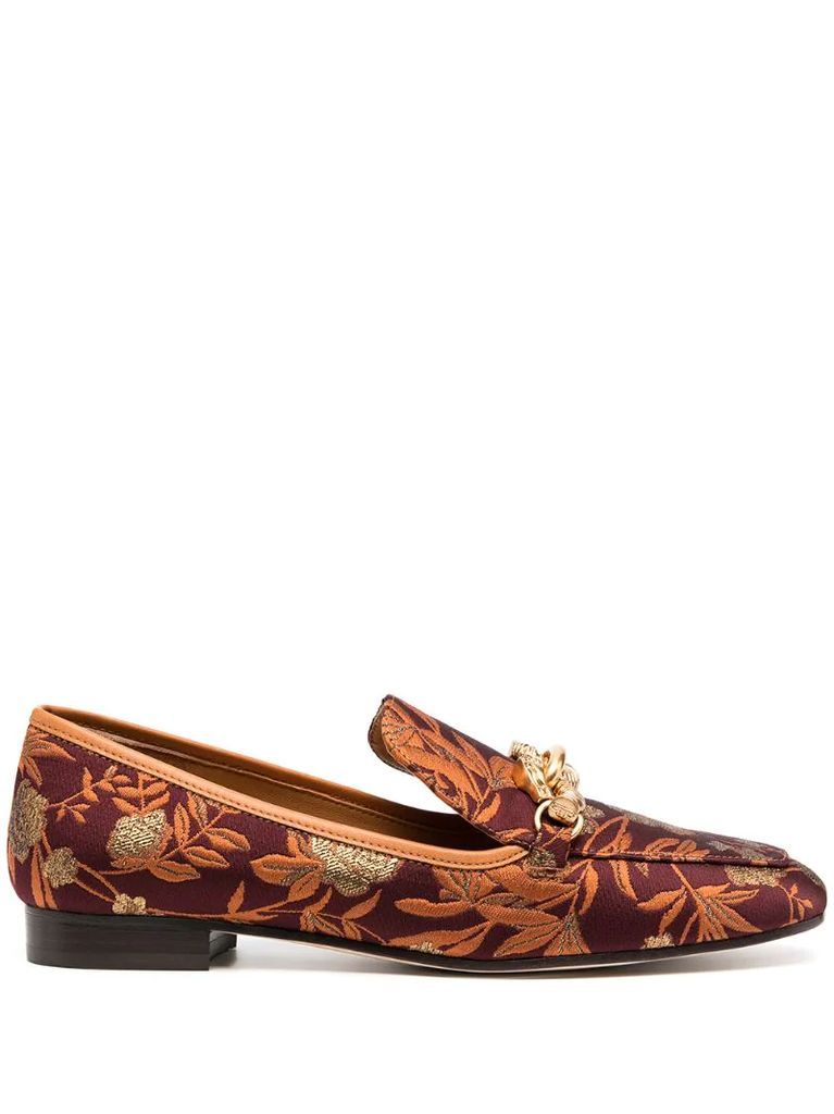 floral-jacquard loafers