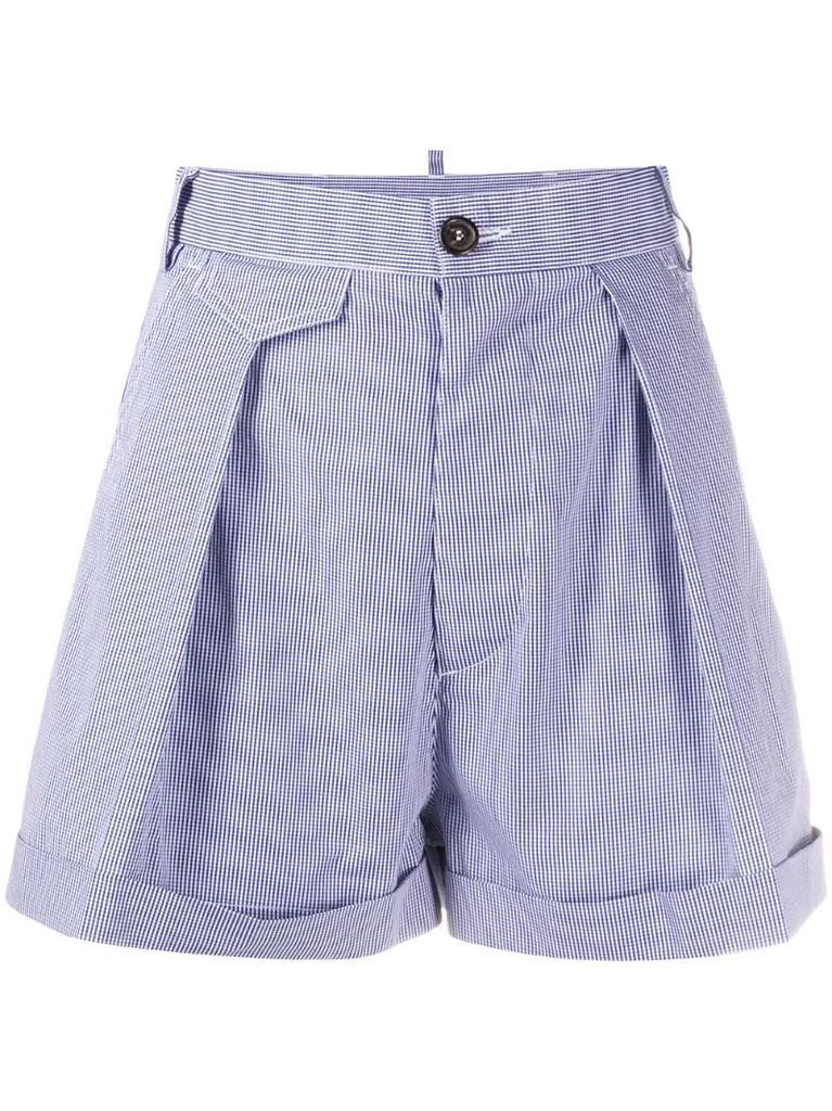 high-waisted gingham shorts