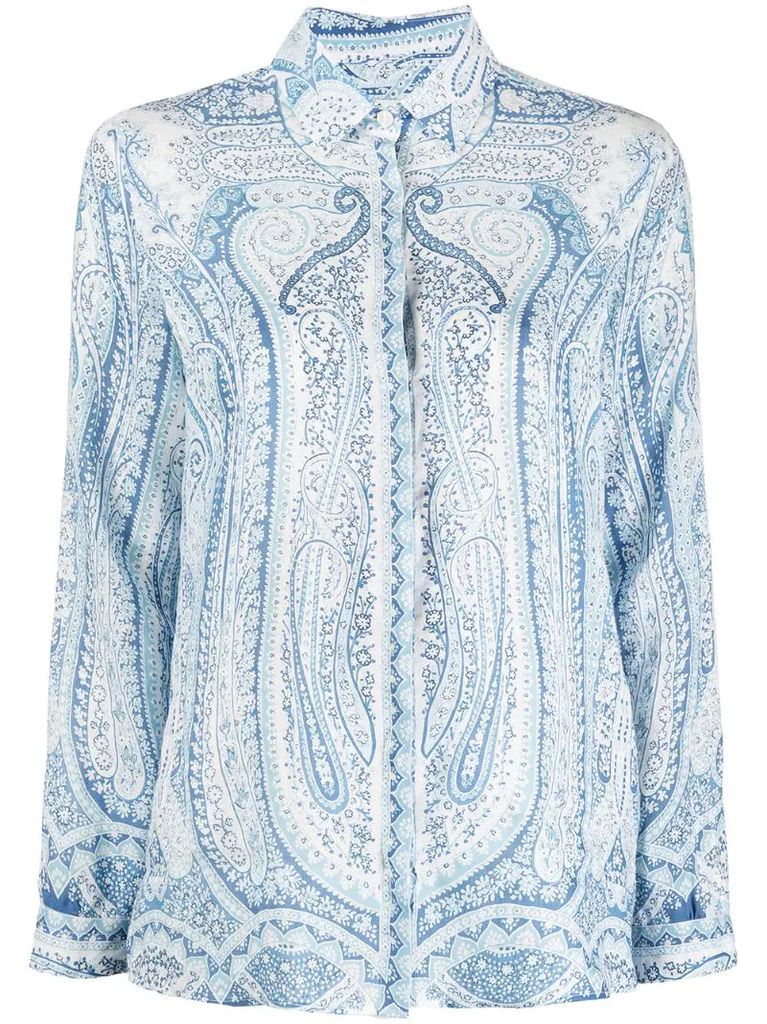 paisley-print long-sleeve blouse