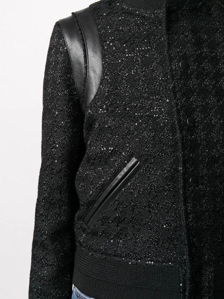 sequin-embellished bomber jacket