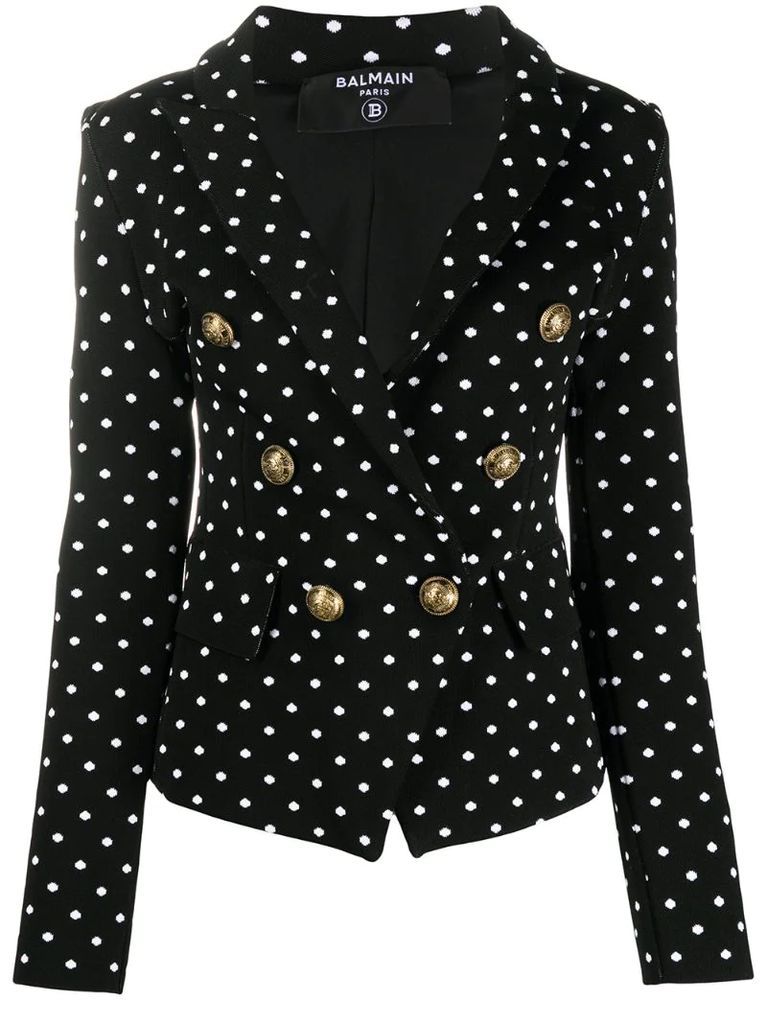 polka-dot double-breasted blazer