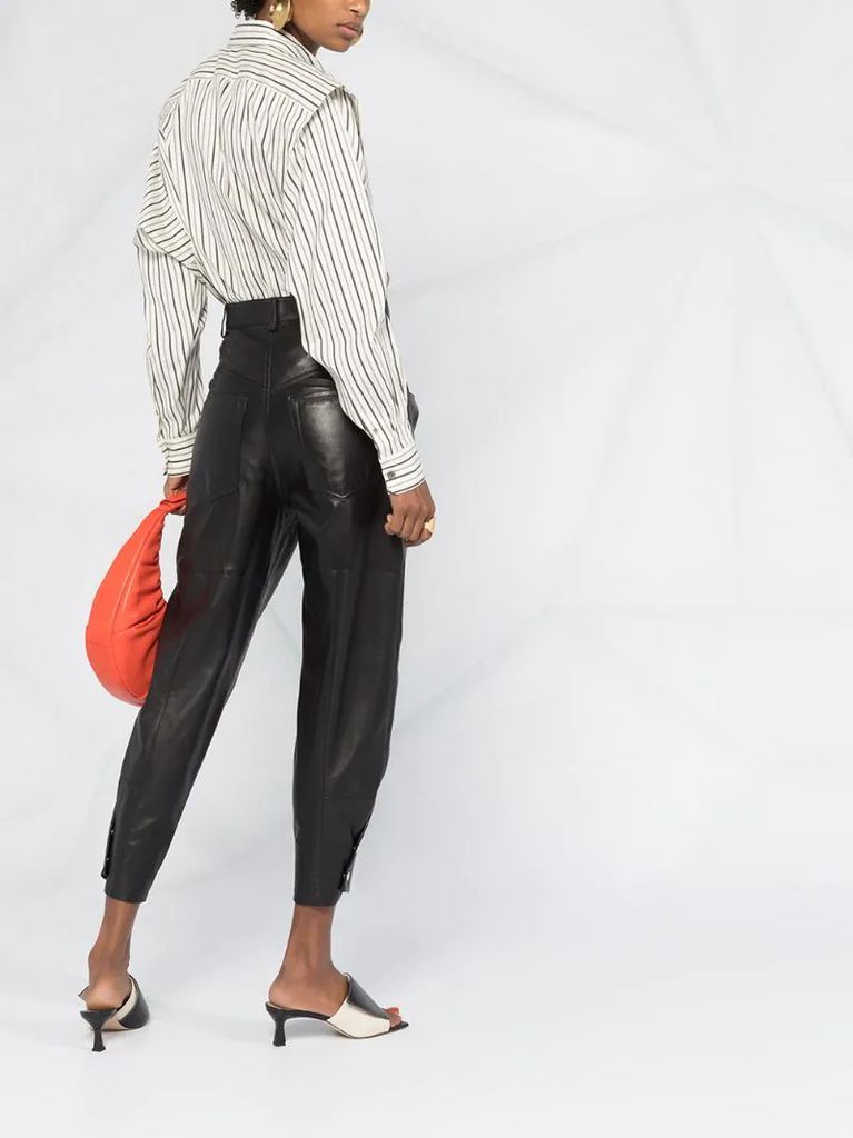Xiamao high-waisted leather trousers