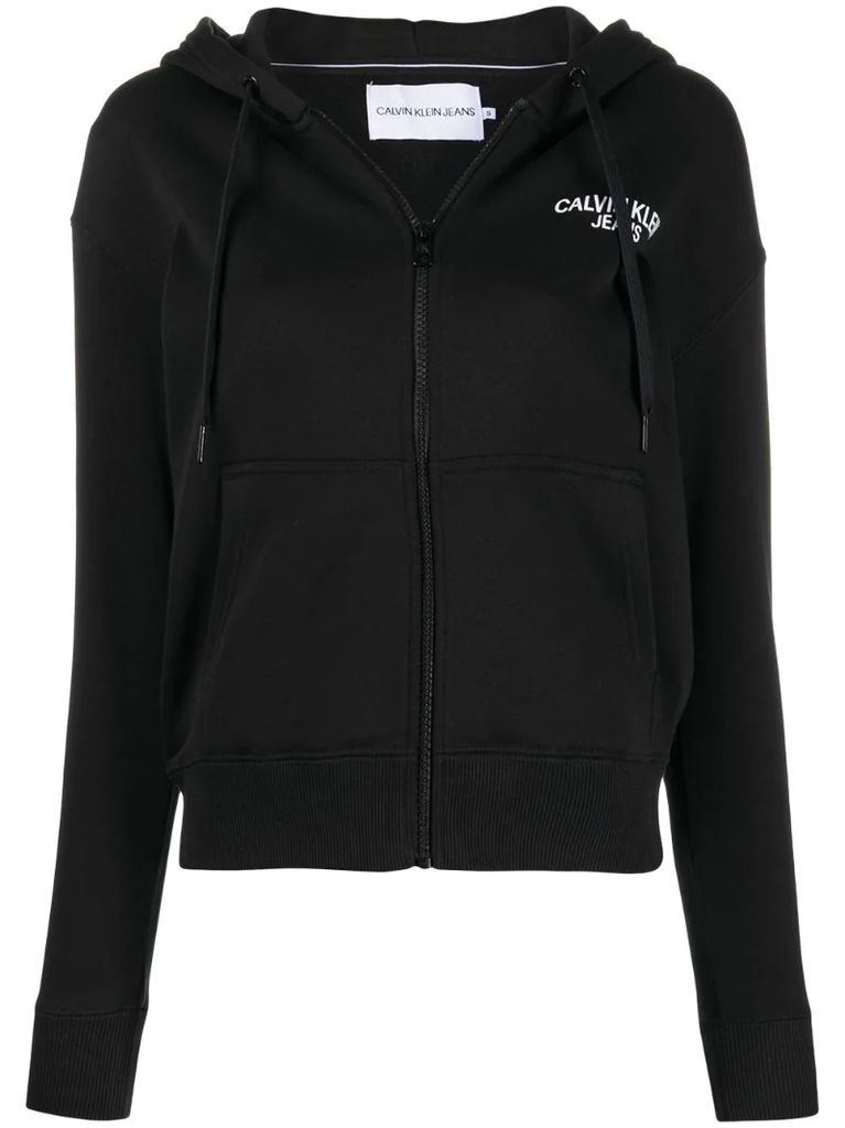 logo-print zipped hoodie