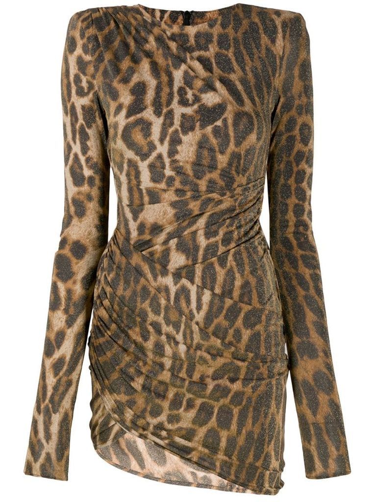 leopard-print gathered dress