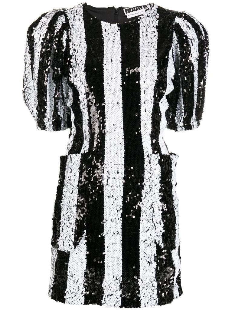 striped sequin cocktail dress