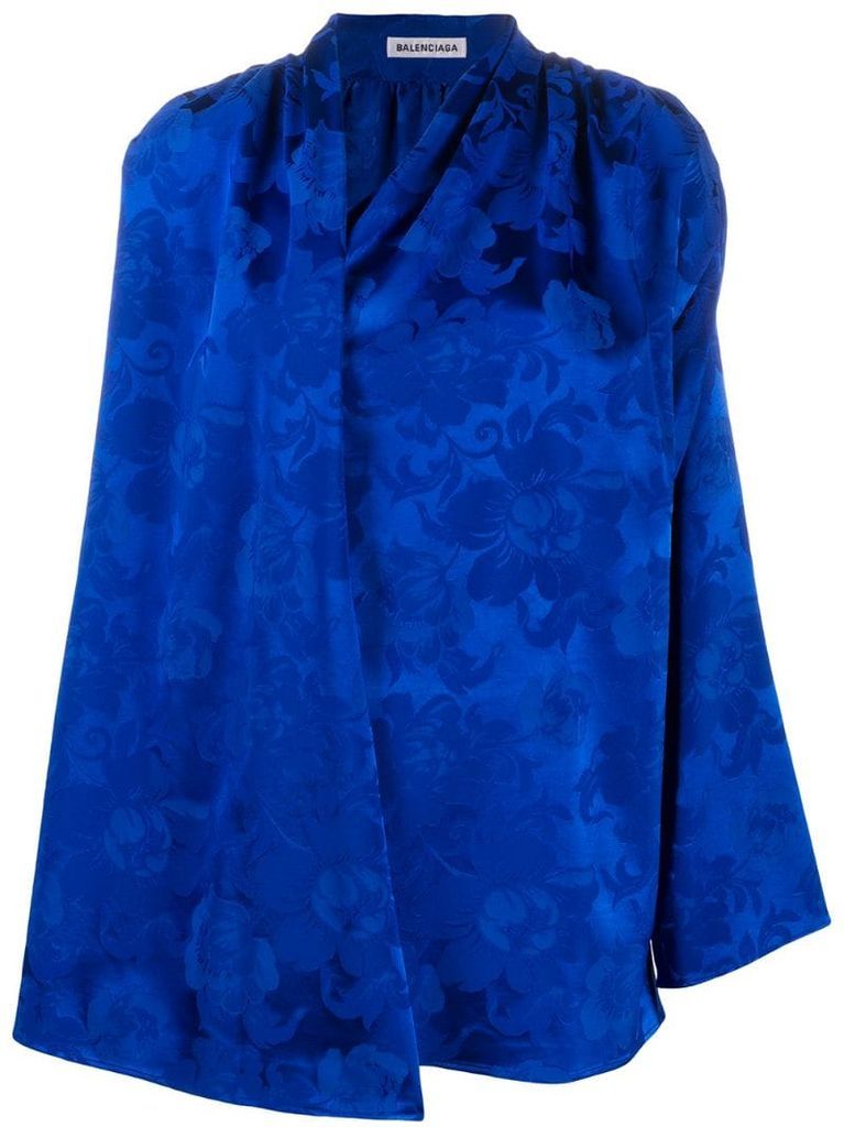jacquard-woven floral-pattern blouse