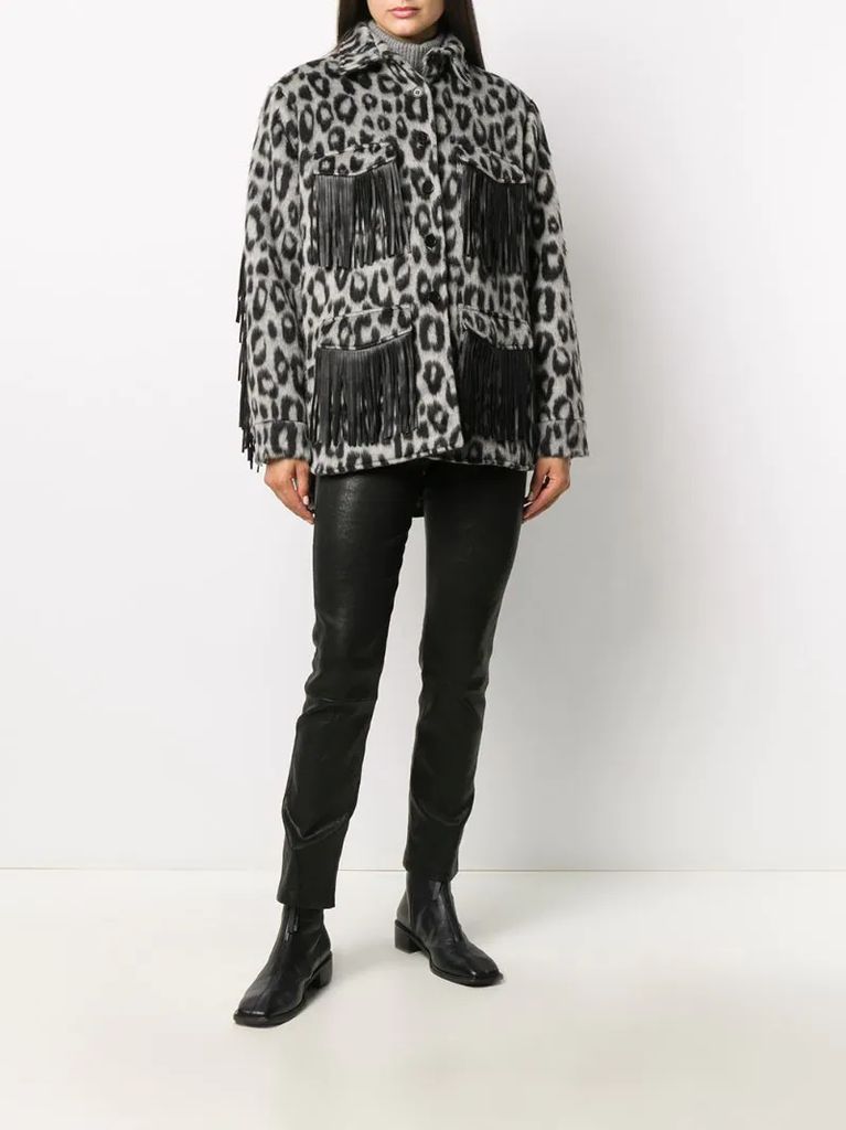 Evita fringed leopard-print jacket