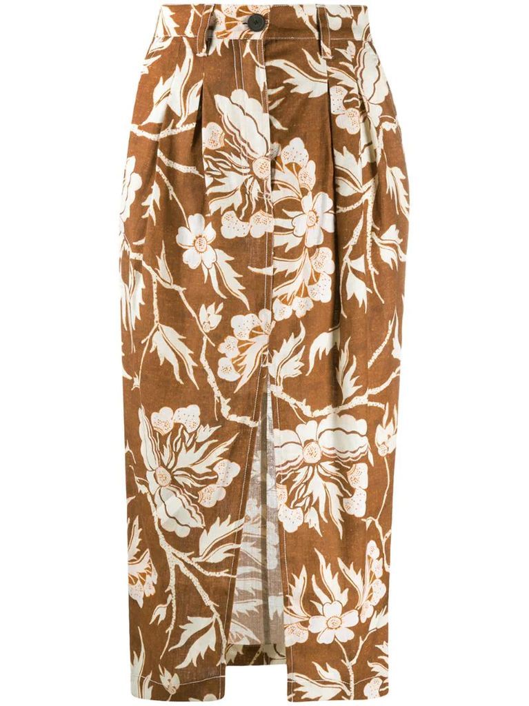 Florence floral print midi skirt