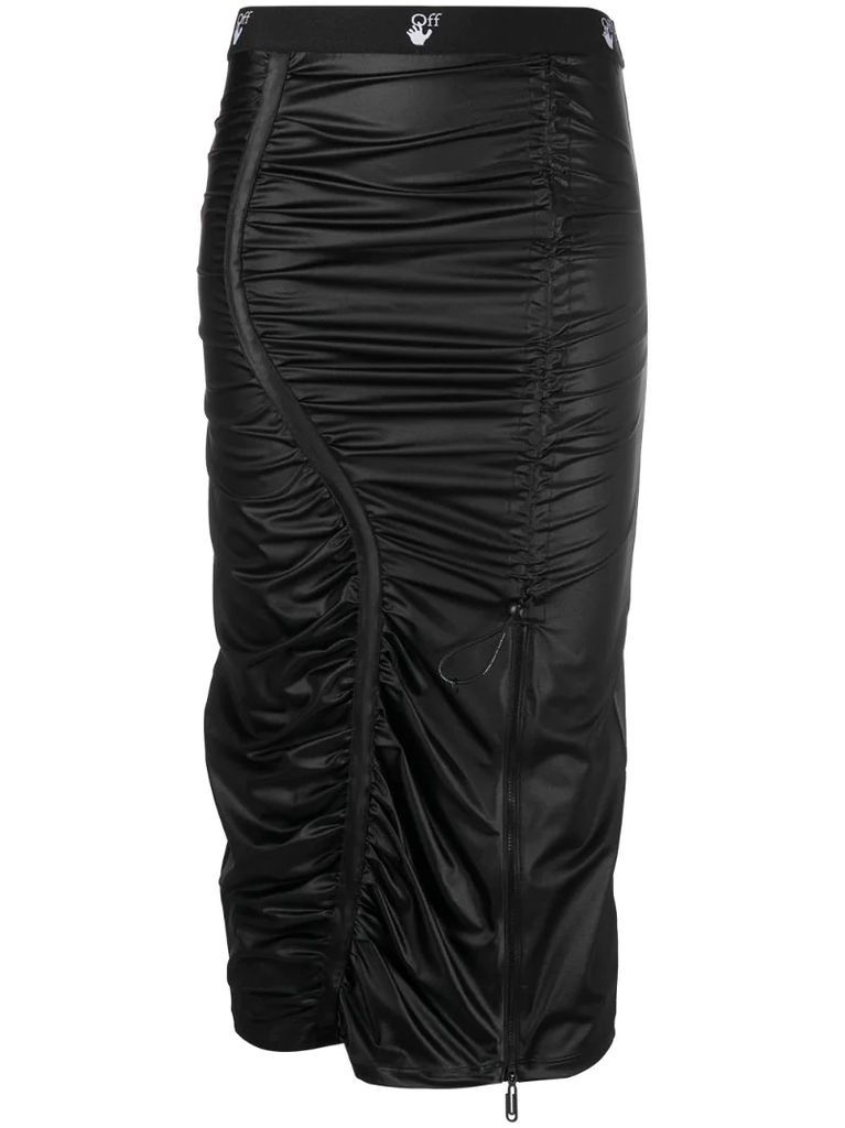 ruched mid-length pencil skirt