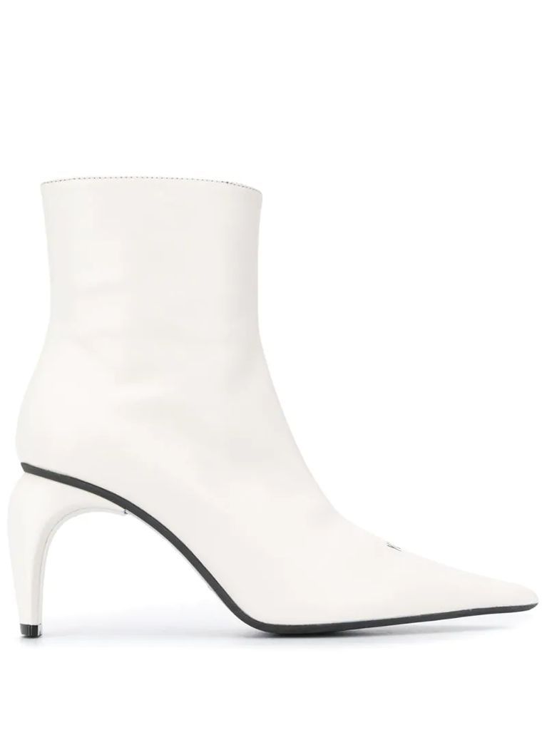 curved-heel leather ankle-boots