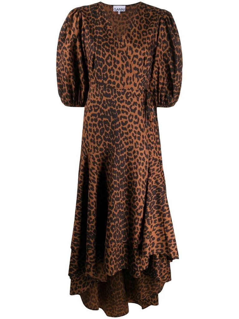 leopard print high-low hem dress