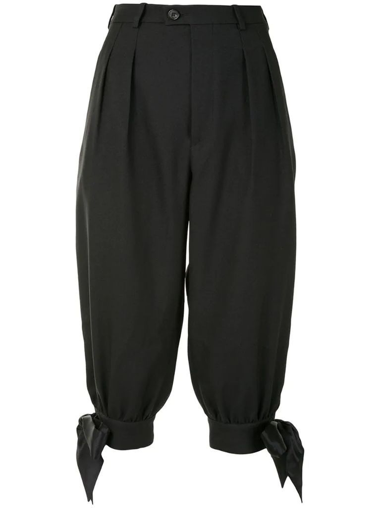 tie detail cropped tailored trousers