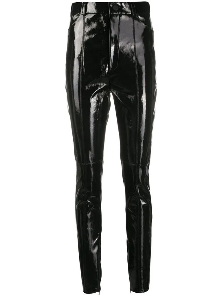 leather straight-leg trousers