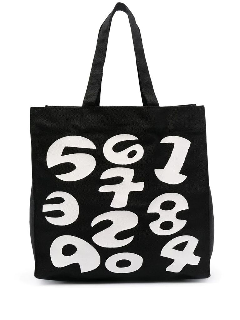 numbers-print tote bag
