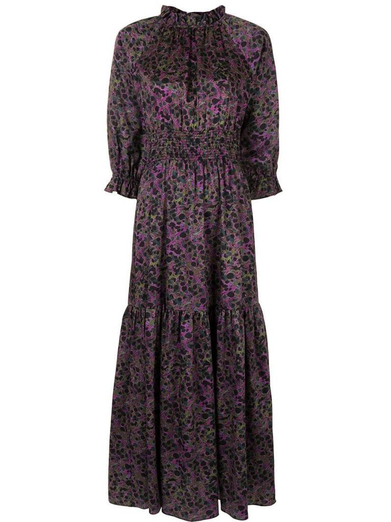 Marbelle print smocked maxi dress