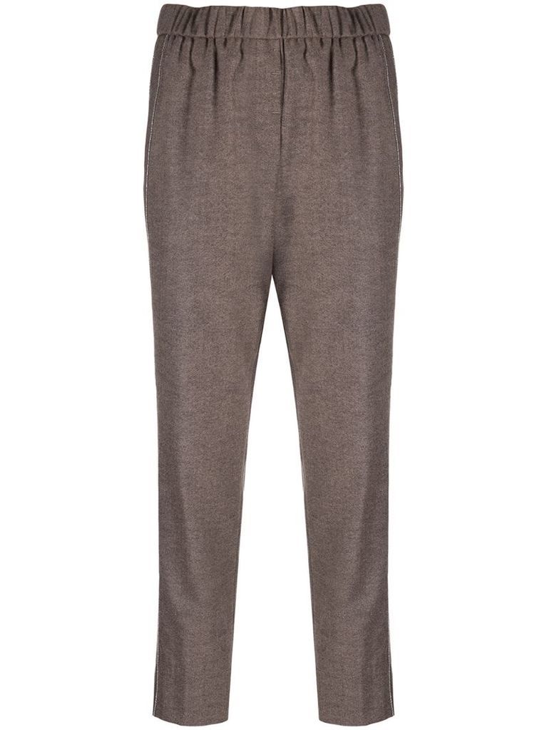 elasticated wool-blend trousers