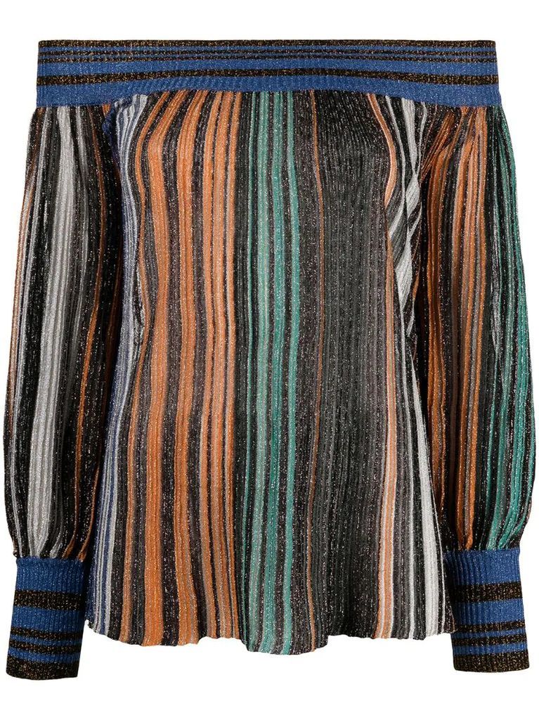 stripe-print drop-shoulder knitted top
