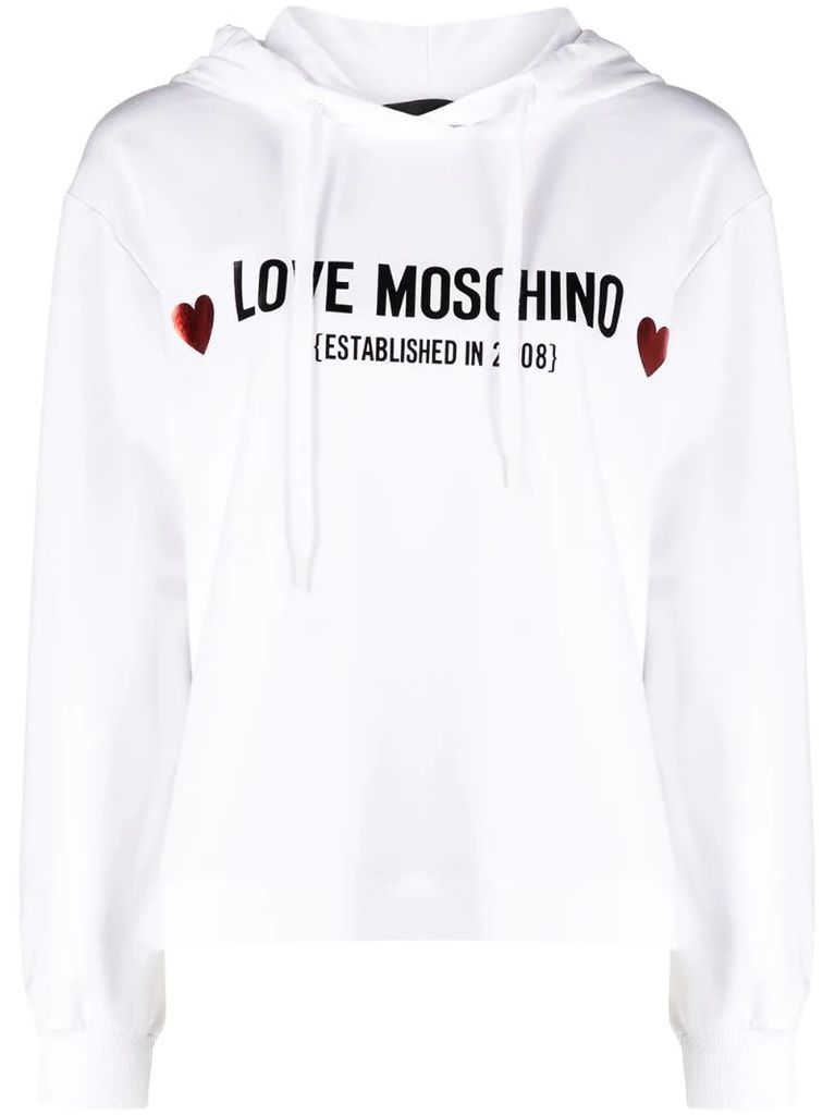logo-print stretch-cotton hoodie