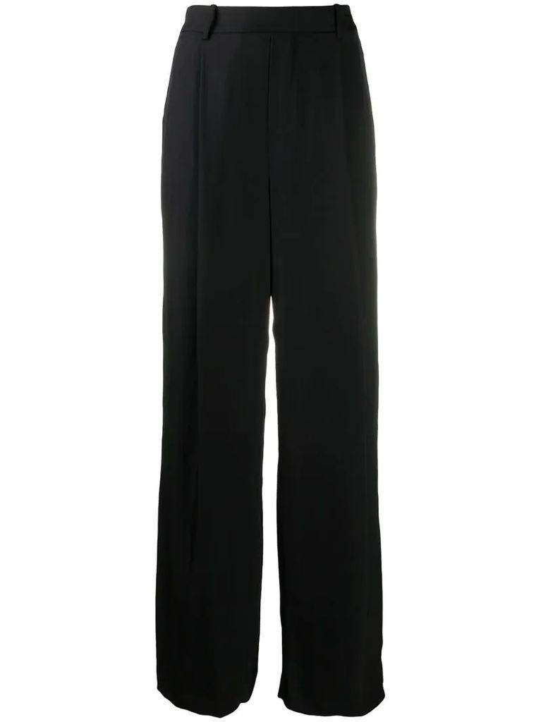 pleated-detail straight-leg trousers