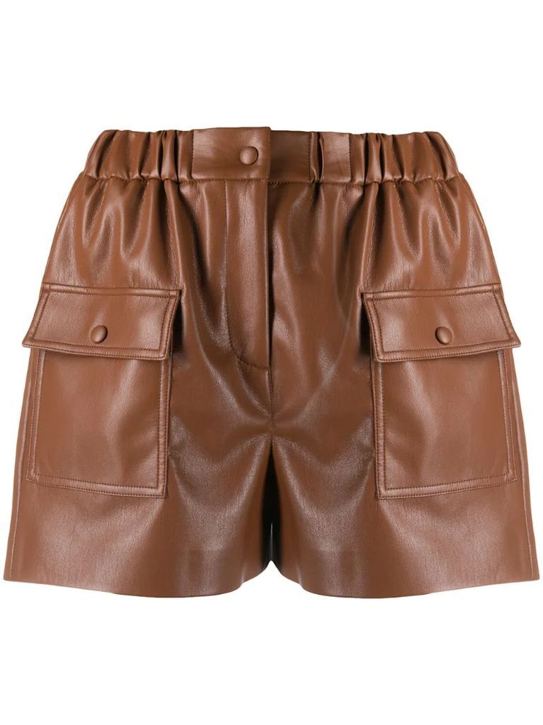 faux-leather shorts