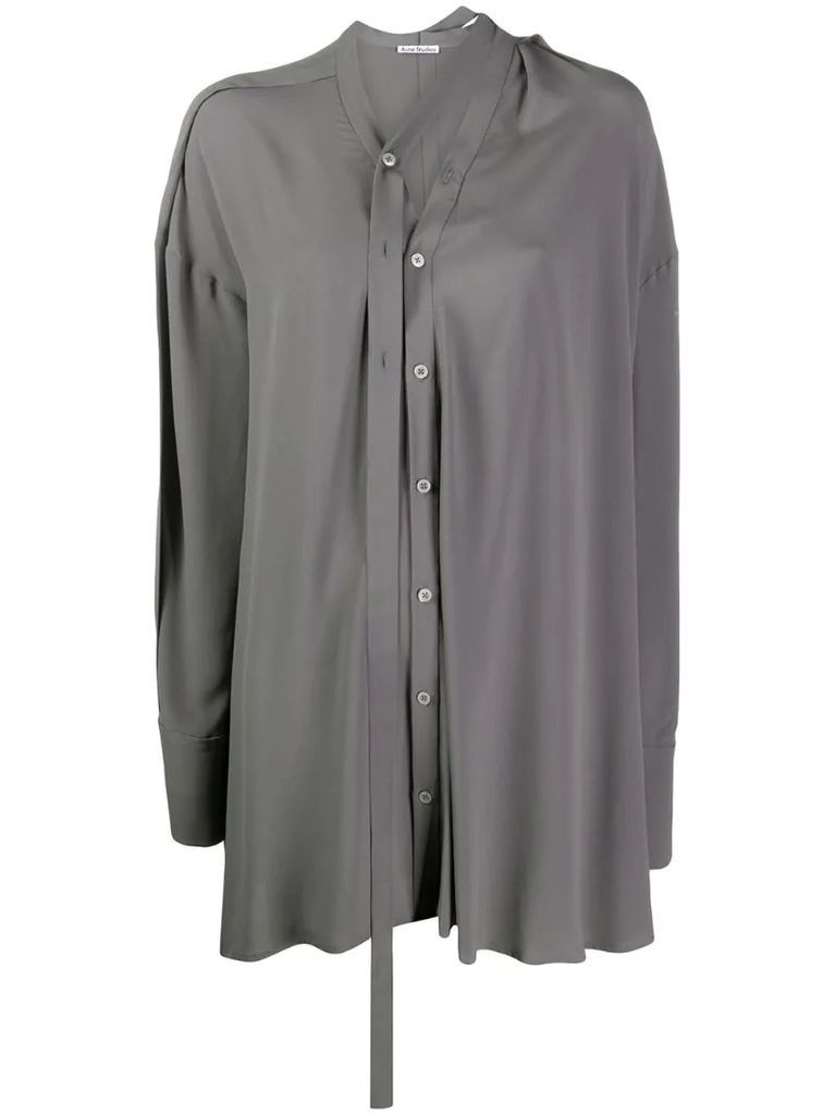 draped tie buttoned blouse