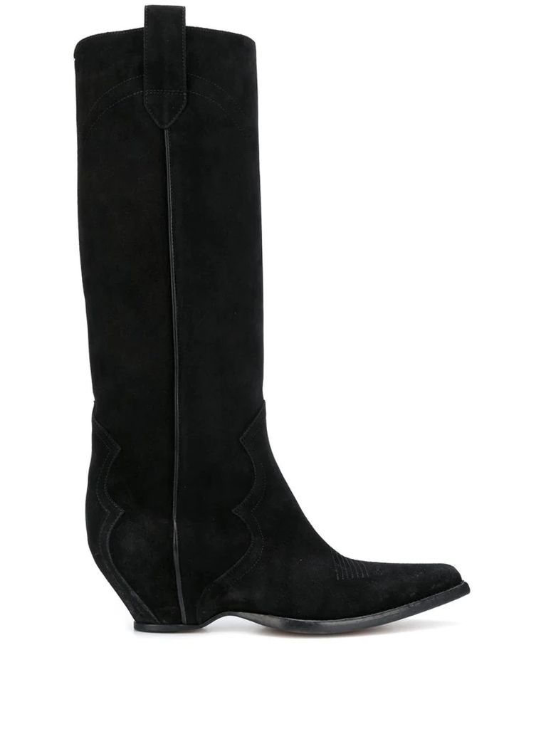 Western suede boots
