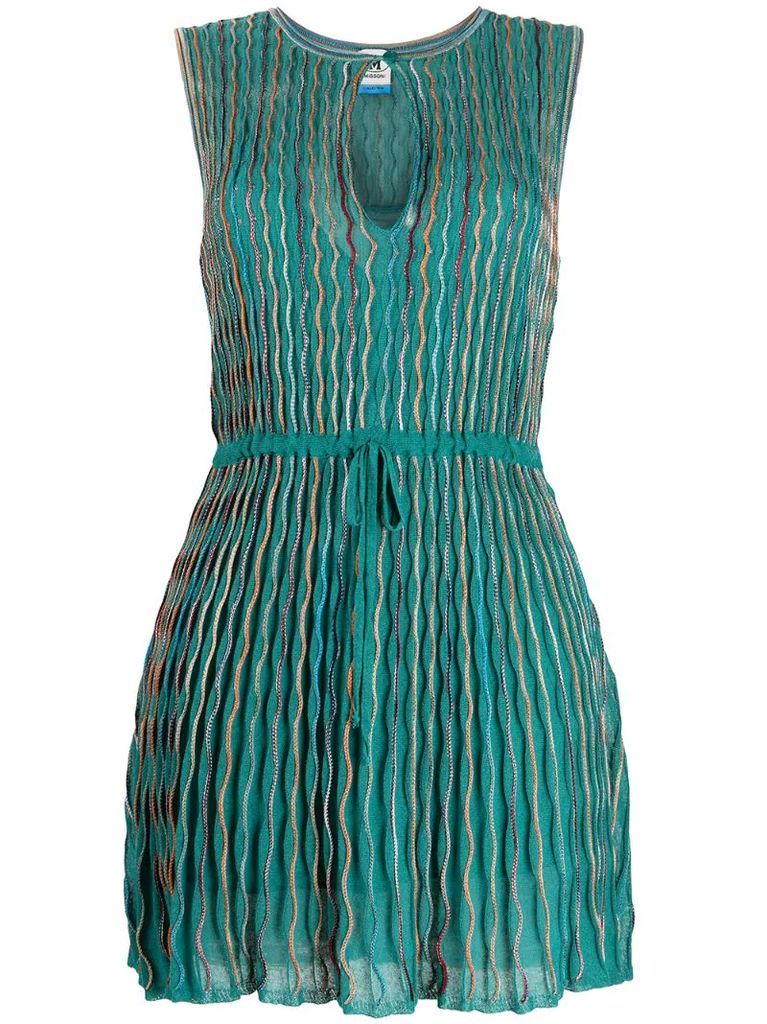 fine-knit lurex drawstring dress