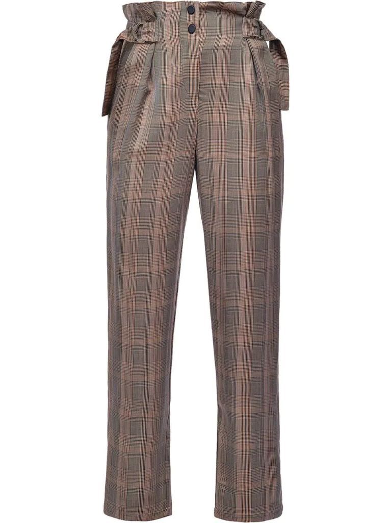 paperbag-waist check trousers