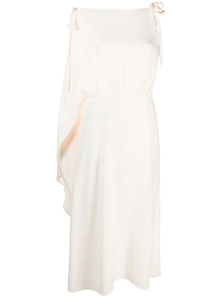 draped one-shouldered dress