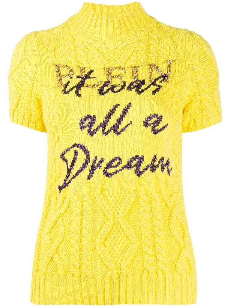 slogan print short-sleeve jumper