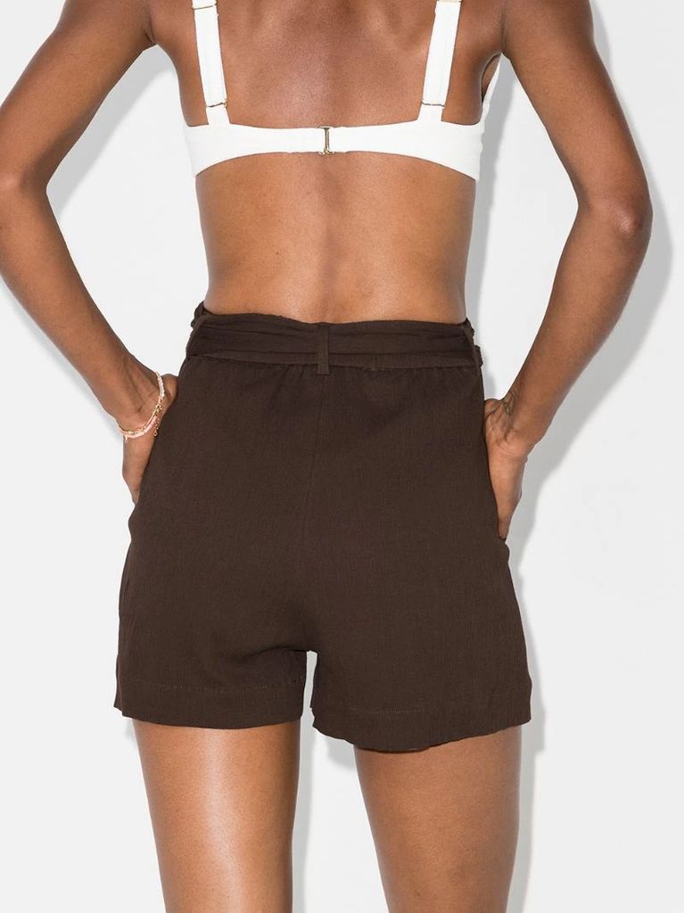 belted organic cotton shorts
