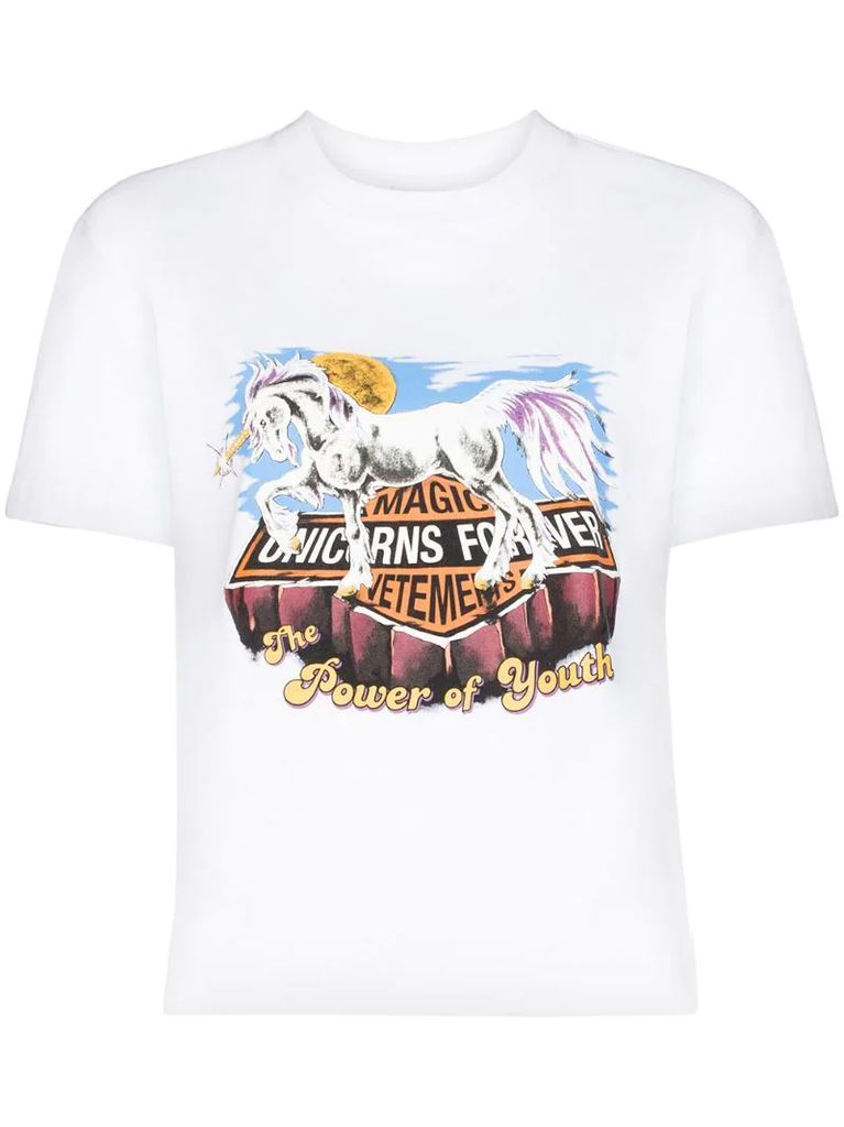 Unicorn-print short-sleeve T-shirt