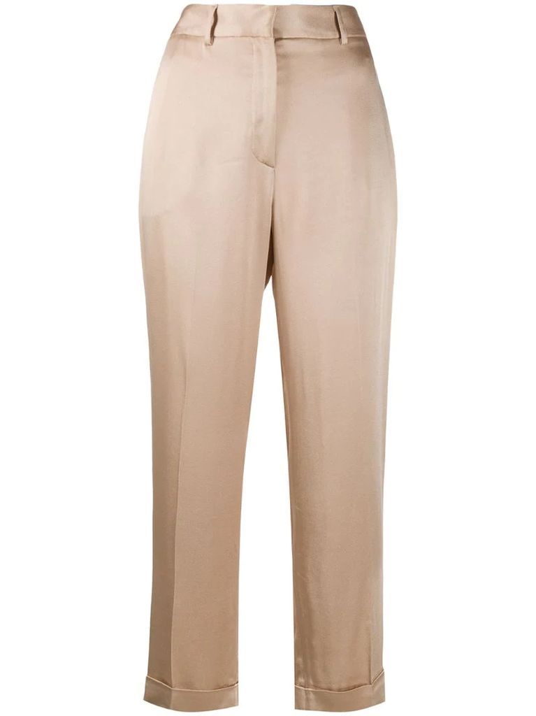 satin cropped trousers