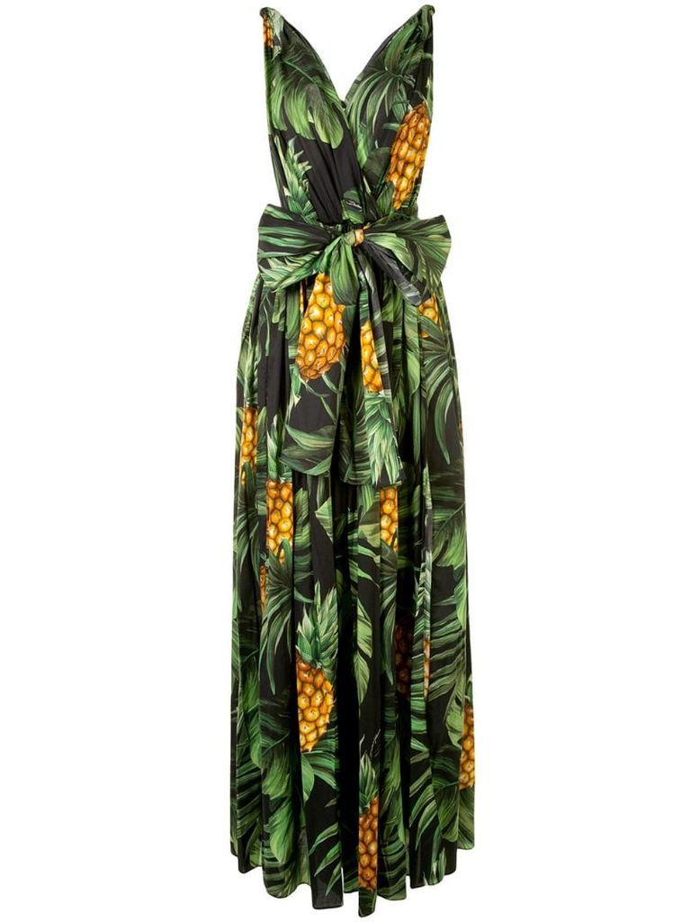 cotton pineapple print maxi dress