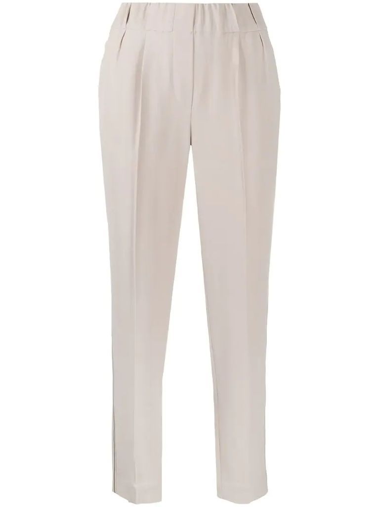 elasticated waistband tapered trousers