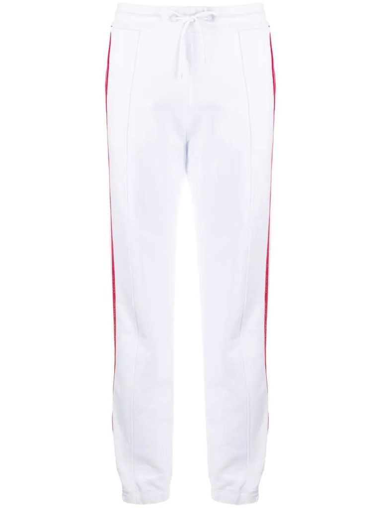 branded side-stripe cotton trousers