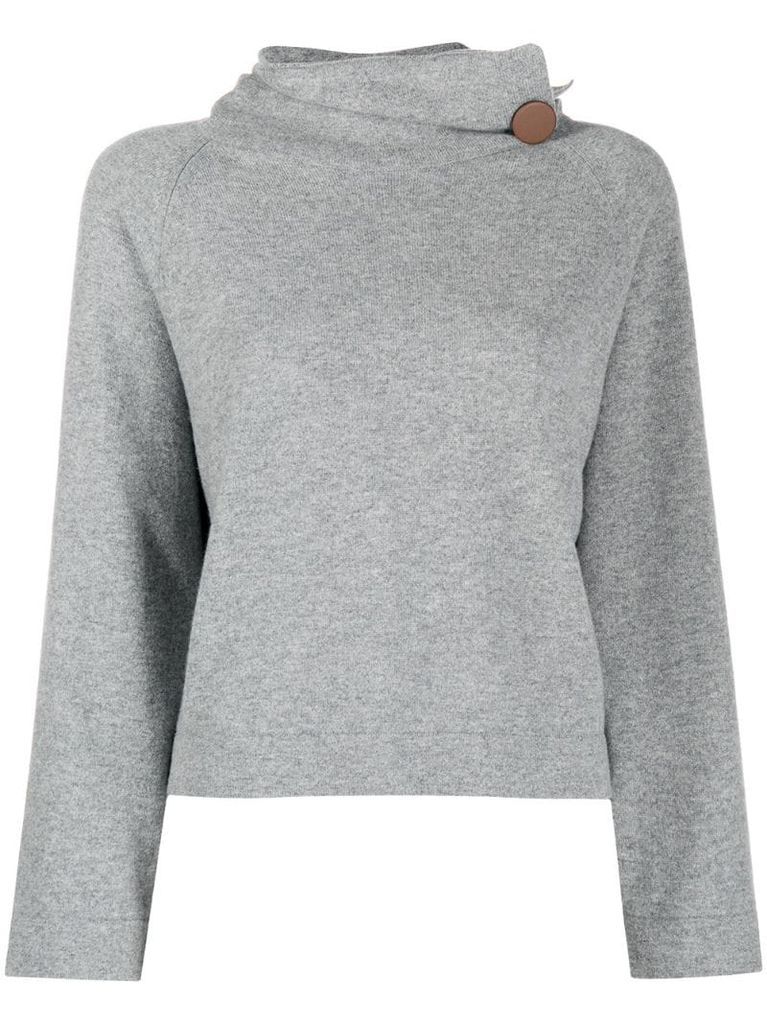oversize roll neck jumper with side button detail
